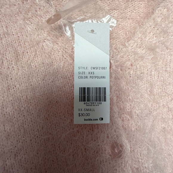 FITZ & EDDI Cropped Light Pink V-Neck Button Cardigan Sweater - Picture 6 of 7